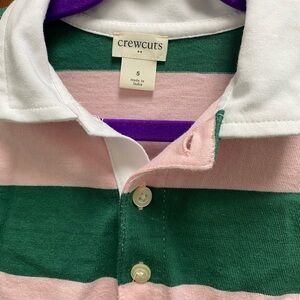 Crewcuts Green and Pink Striped Kids Polo Dress